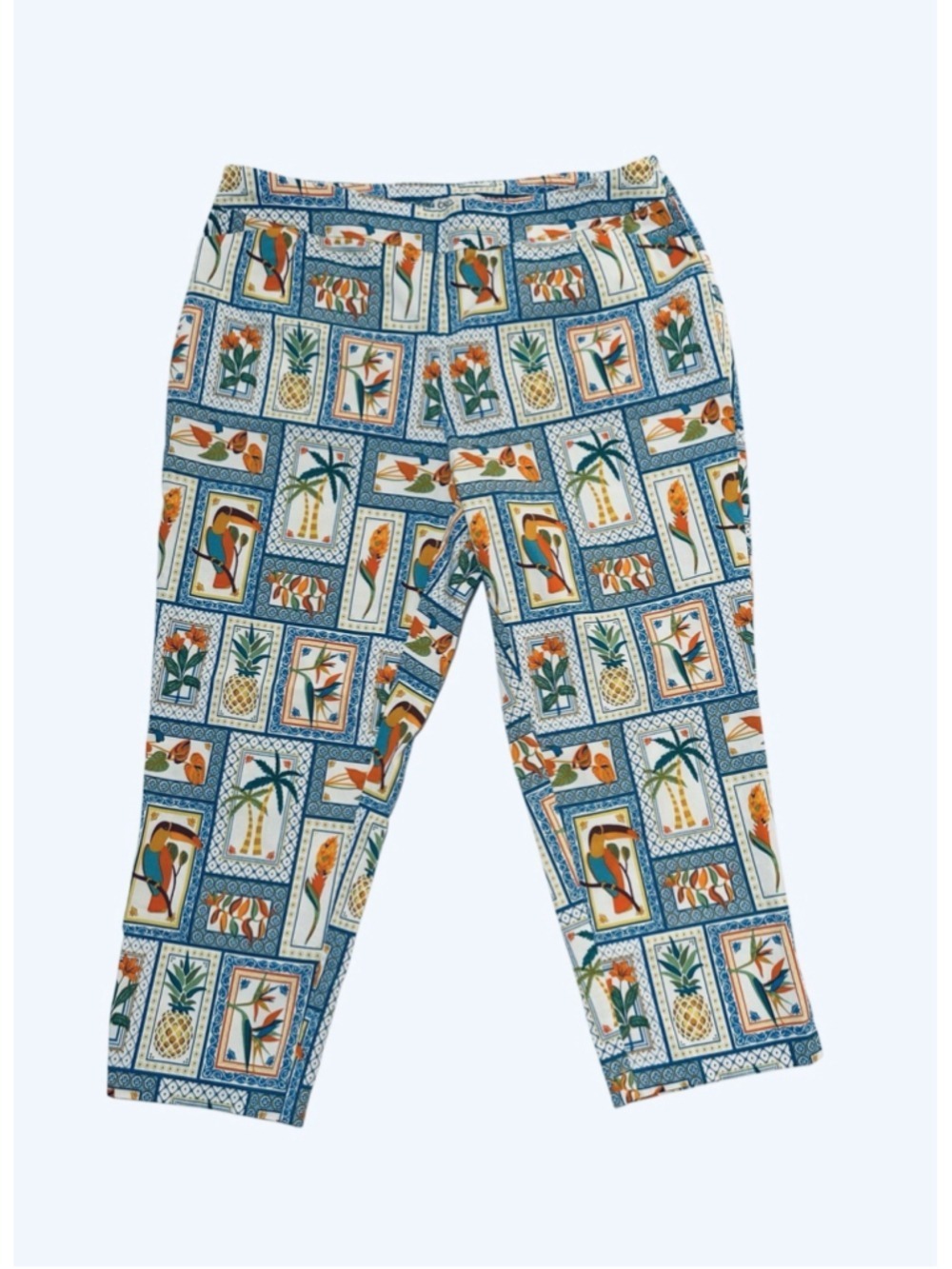 Cato High-Rise Tropical Crop Pants Womens 16W Multicolor Front Pockets Vacation